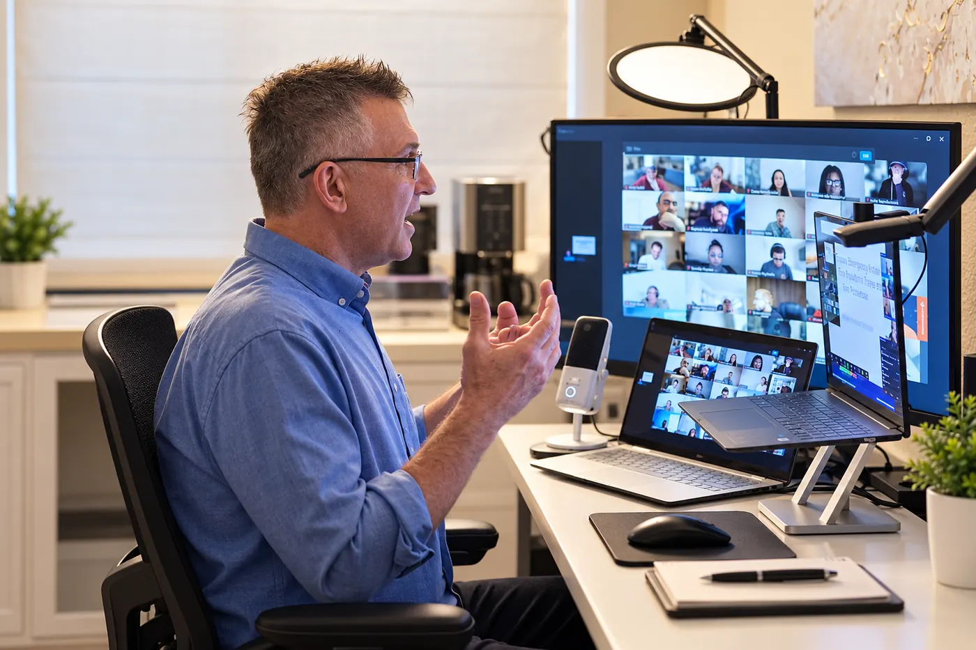 Instructor teaching a live class over Zoom
