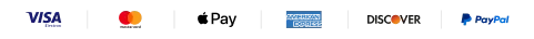Visa, Mastercard, Apple Pay, American Express, Discover, PayPal